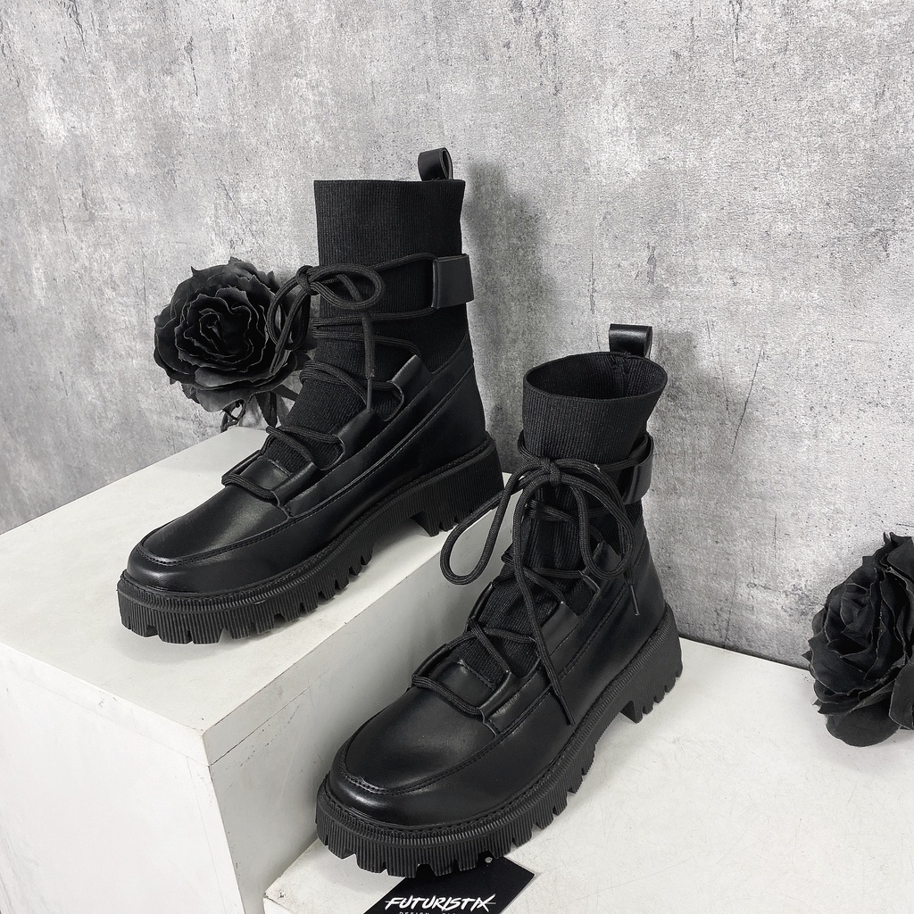 Giày bốt nữ Đế Cao Cổ Nhung, boot nữ da mềm cao cấp FuturistiX - G091