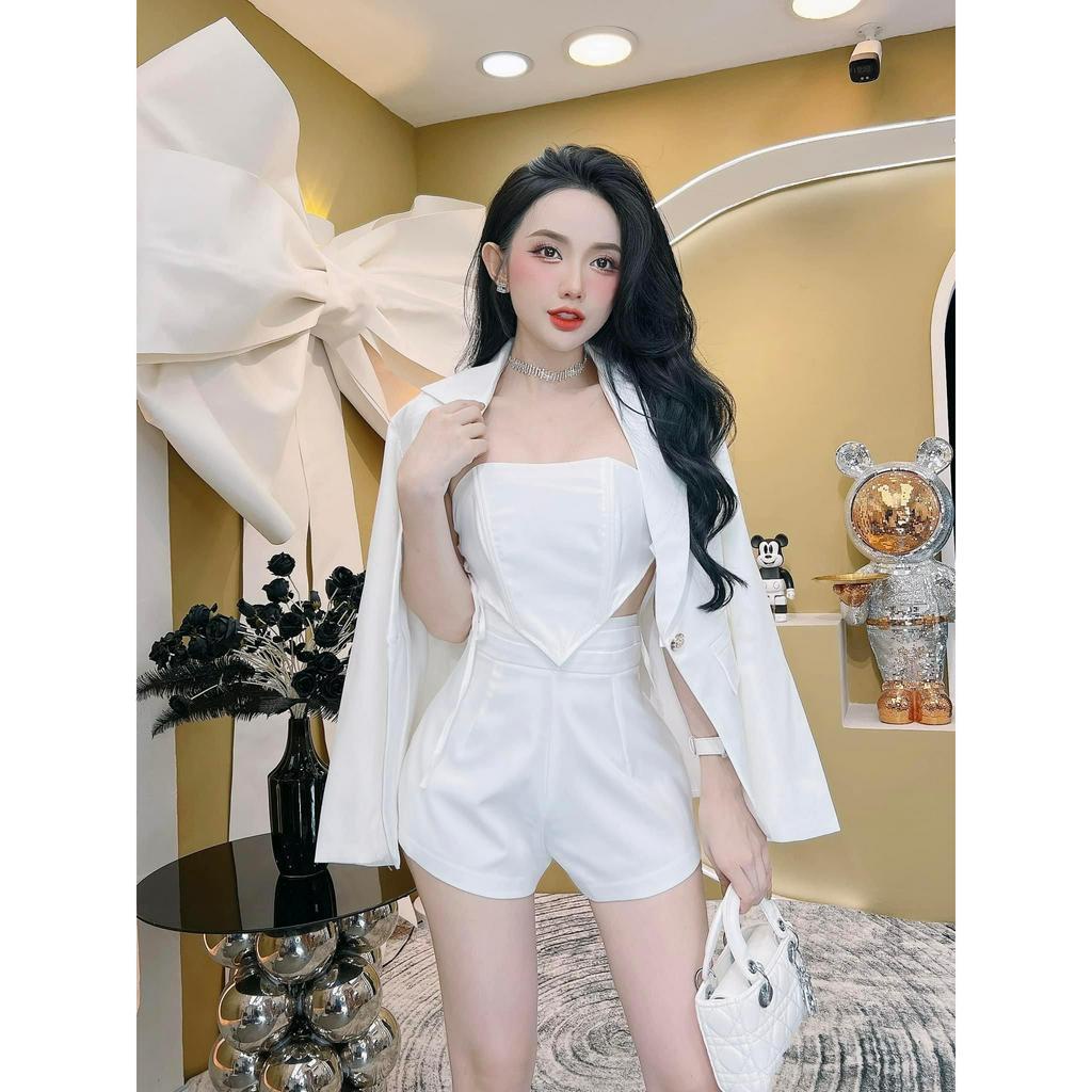 Sét bộ vest 3 món áo quây đan dây kèm áo vest và quần short bigsize Kim Ngân từ 50 kg đến 100 kg M/L/XL/Xxl Vest bigsize