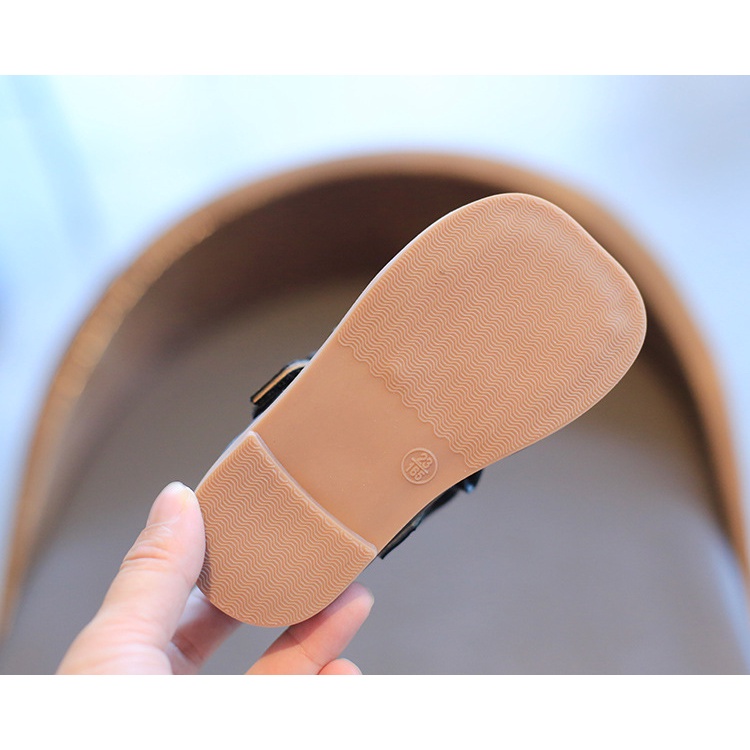 Giày sandal NNJXD đế mềm bằng da màu trơn thời trang xinh xắn cho bé gái