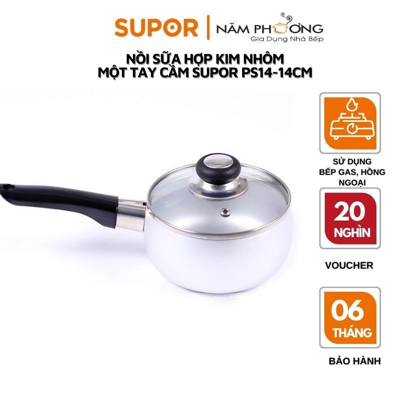 Nồi sữa hợp kim nhôm oxy hóa mềm Supor P14 chính hãng nấu mỳ, nấu bột