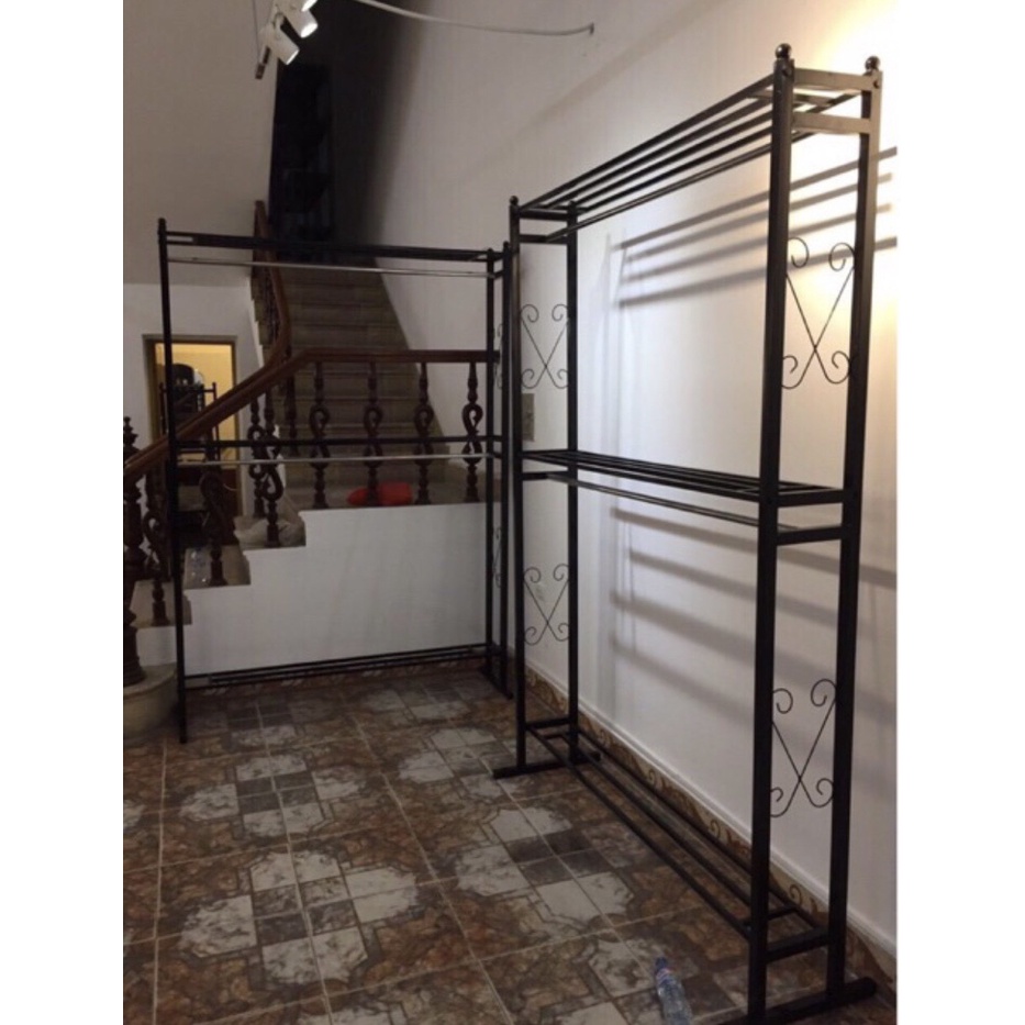 kệ treo quần áo-giá treo hộp vuông 2 tầng giúp tiết kiệm diện tích-kích thước 2m2x1m5x40cm