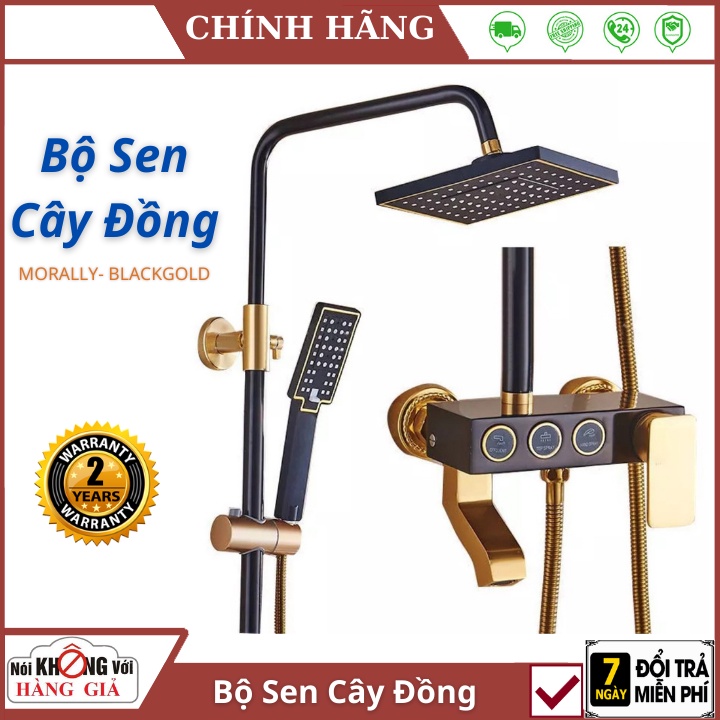 Bộ Sen cây tắm đứng nóng lạnh MORALLY- BLACKGOLD chất liệu đồng sơn tĩnh điện Phong cách Châu Âu cổ điển - BH 2 năm