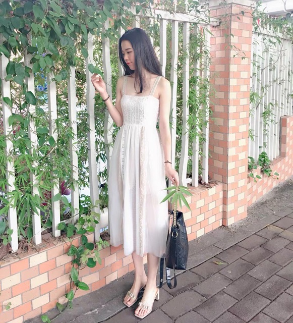 Váy maxi trắng pha ren oder QC | BigBuy360 - bigbuy360.vn