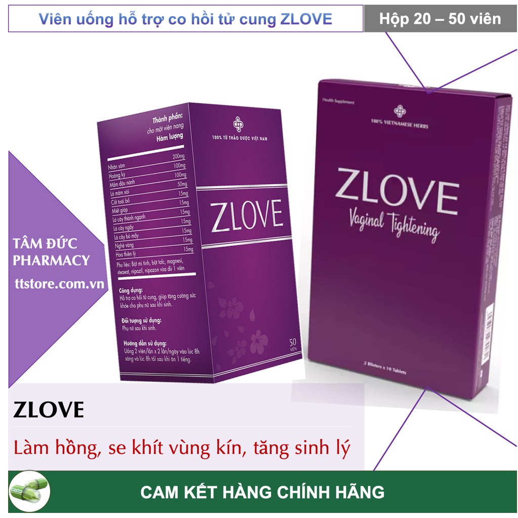 Viên uống ZLOVE chính hãng  - Hỗ trợ co hồi tử cung, Se khít, làm hồng vùng kín