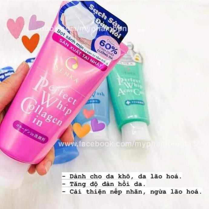 Sữa rửa mặt tạo bọt chiết xuất tơ tằm trắng Senka Perfect Whip 120g | BigBuy360 - bigbuy360.vn