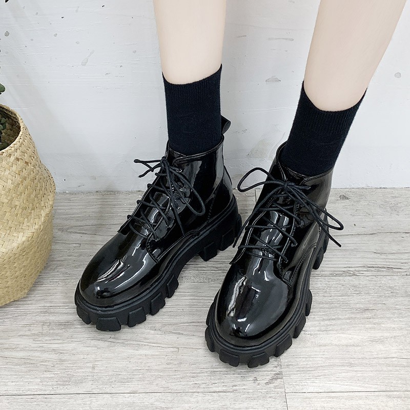 Miss Meow Giày Bốt Martin Gót Vuông Dày Phong Cách Hàn Quốc Cho Nữ | BigBuy360 - bigbuy360.vn