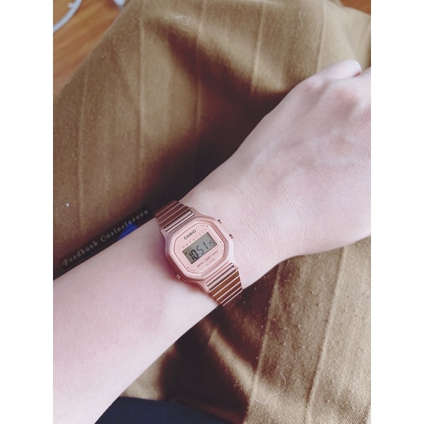 Đồng hồ nữ chính hãng Casio Standard LA-11WR-5ADF mặt điện tử cổ điển dành cho nữ dây kim loại mạ vàng hồng