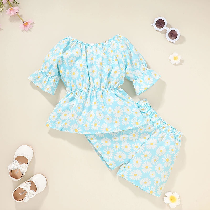 Combo bộ đồ bé gái 1-5 tuổi tay áo croptop quần đùi set mùa hè thời trang cho bé trẻ em