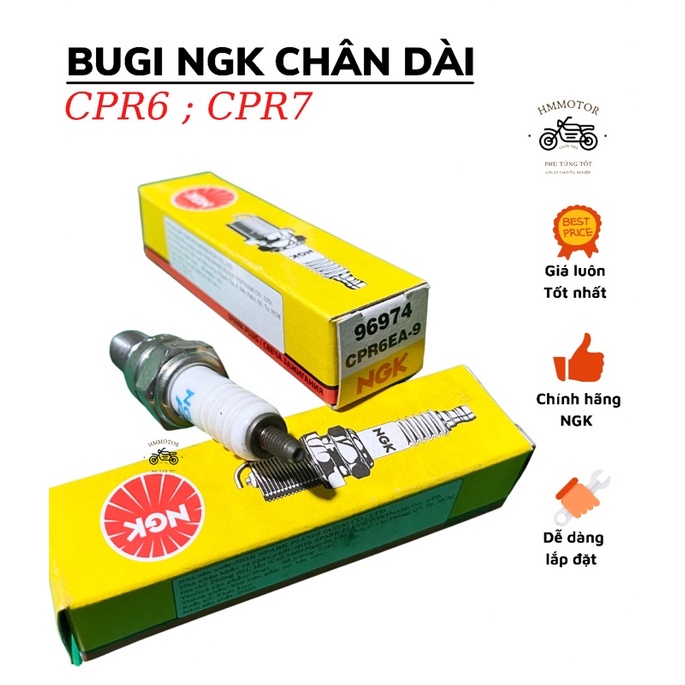 [ Chính Hãng] Bugi NGK chân dài CPR6 - CPR7 - BP6ES