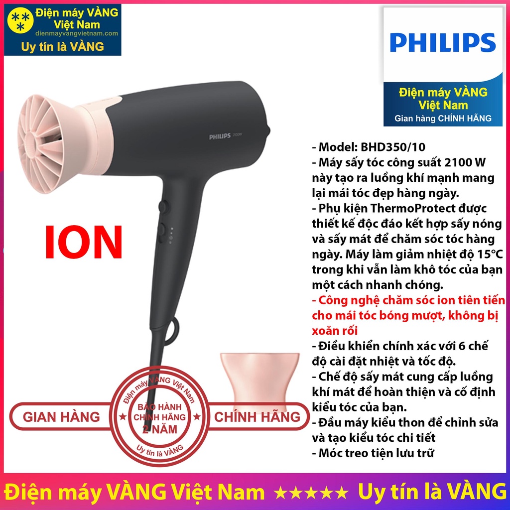 Máy sấy tóc Philips HP8108 BHC010 BHC015 BHD300 BHD350 HP8232 HP8233 BHD500 BHD510 - Hàng chính hãng