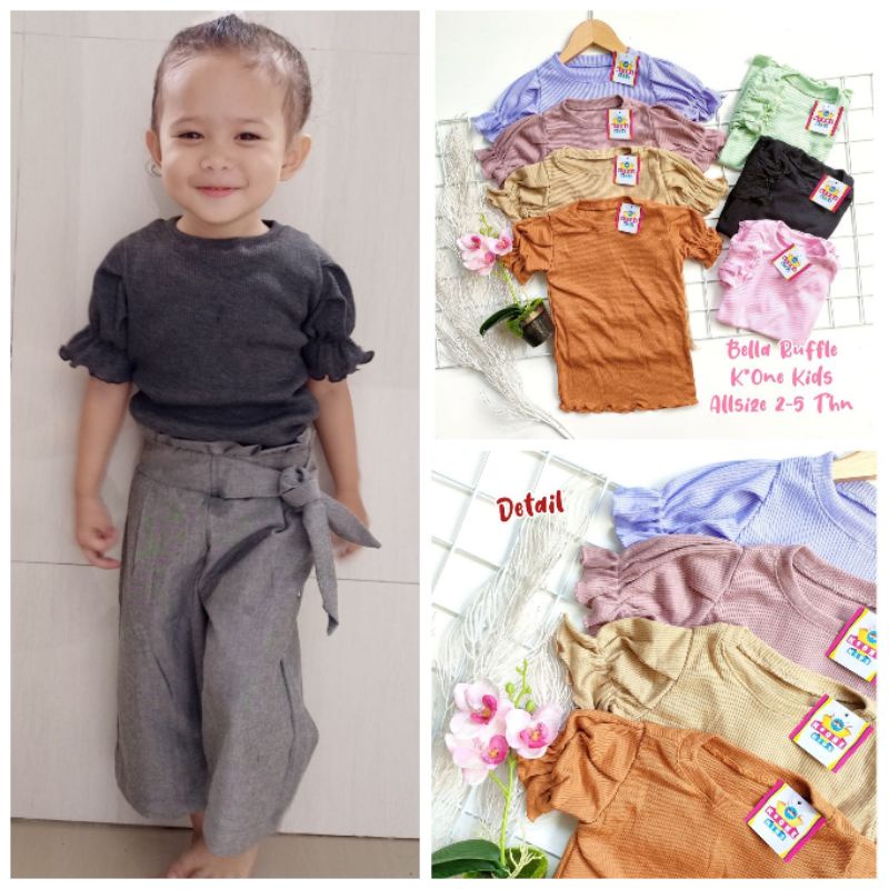 Áo Len Tay Ngắn Nếp Nhăn Cho Trẻ Em // bella ruffle