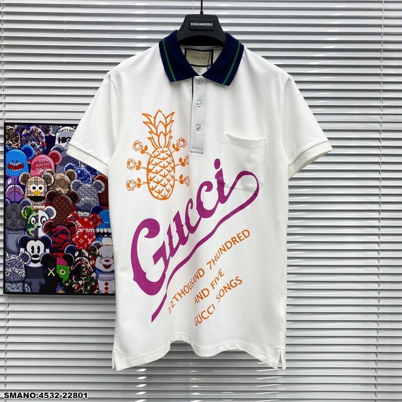 Áo Polo GC Nam In Hoạ Tiết Hình Siêu Chất - Áo Phông GC Nam Cổ Bẻ Kẻ Xanh SPF