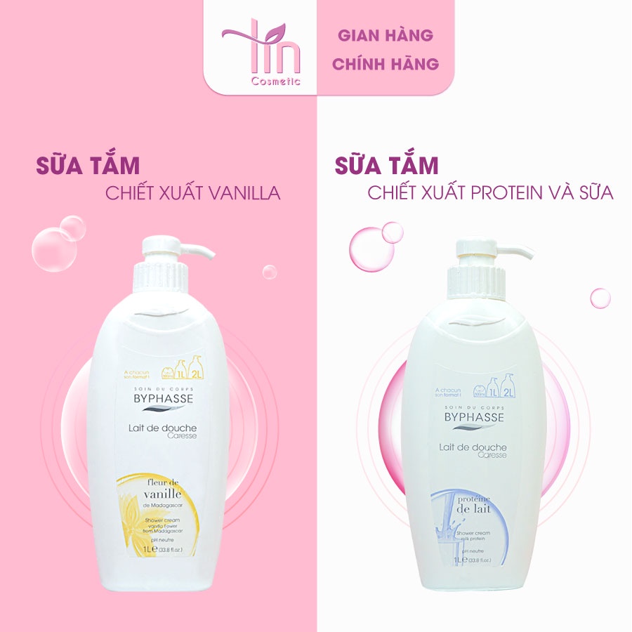 Sữa tắm nước hoa Byphasse trắng da nhập khẩu Tây Ban Nha tinh chất sữa Protein 1000ml
