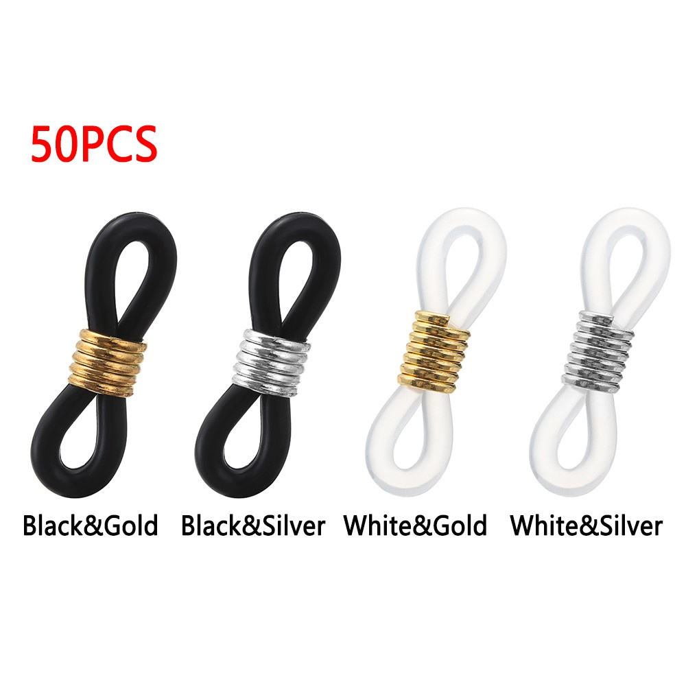 Set 50 Phụ Kiện Giữ Dây Đeo Mắt Kính Màu Trắng Đen Chống Trượt Có Thể Điều Chỉnh Giá Đỡ