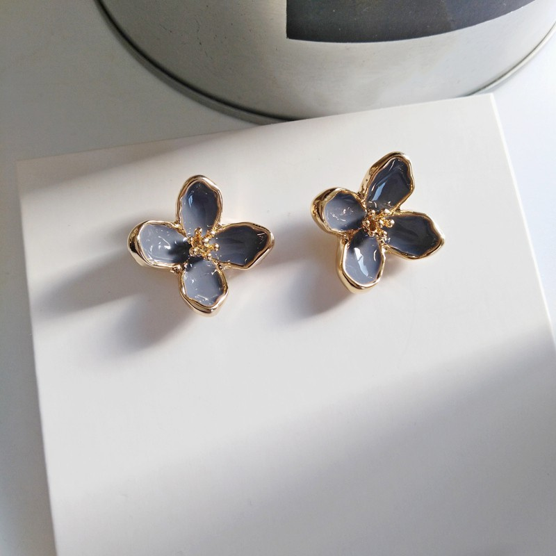 GRACE ACC❤ elegant retro camellia earrings super fairy drop oil flower earrings ear clips