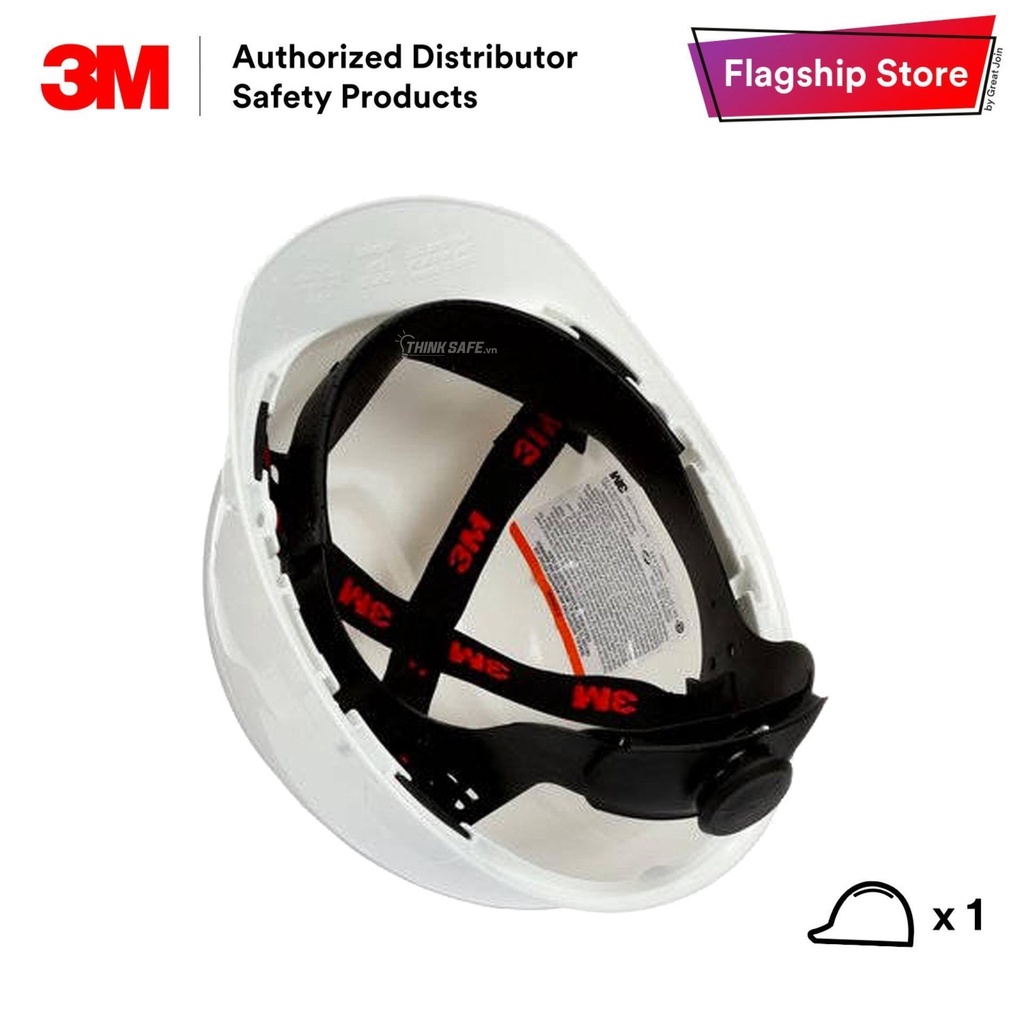 Mũ bảo hộ 3M H701R, nhựa HDPE siêu cứng, khóa vặn, dây nón co giãn, lồng nón 4 chấu điều chỉnh được độ cao - Thinksafe