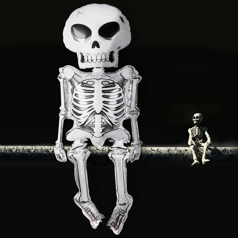 Bong Bóng Hình Đầu Lâu Đáng Sợ Kích Thước 86x158cm Trang Trí Tiệc Halloween