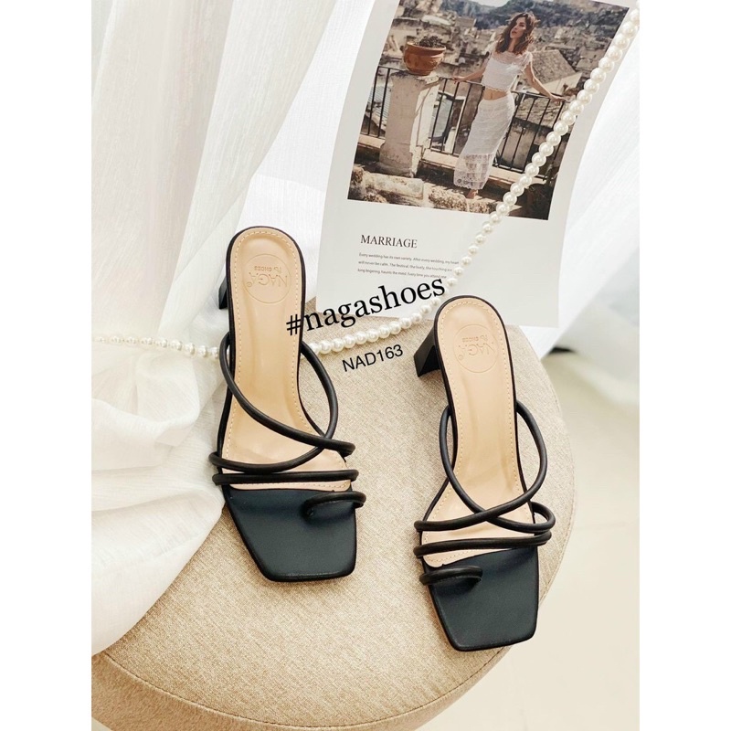 Q175: Guốc quai mảnh thời trang, gót vuông 7cm