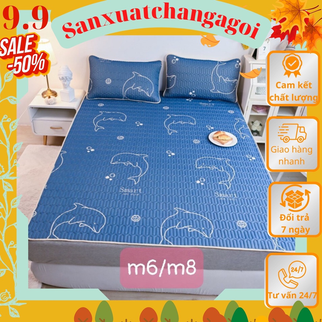 Chiếu điều hòa cao su non ga trải giường kèm 2 áo gối 1m6 1m8 2m2 hàng cao cấp