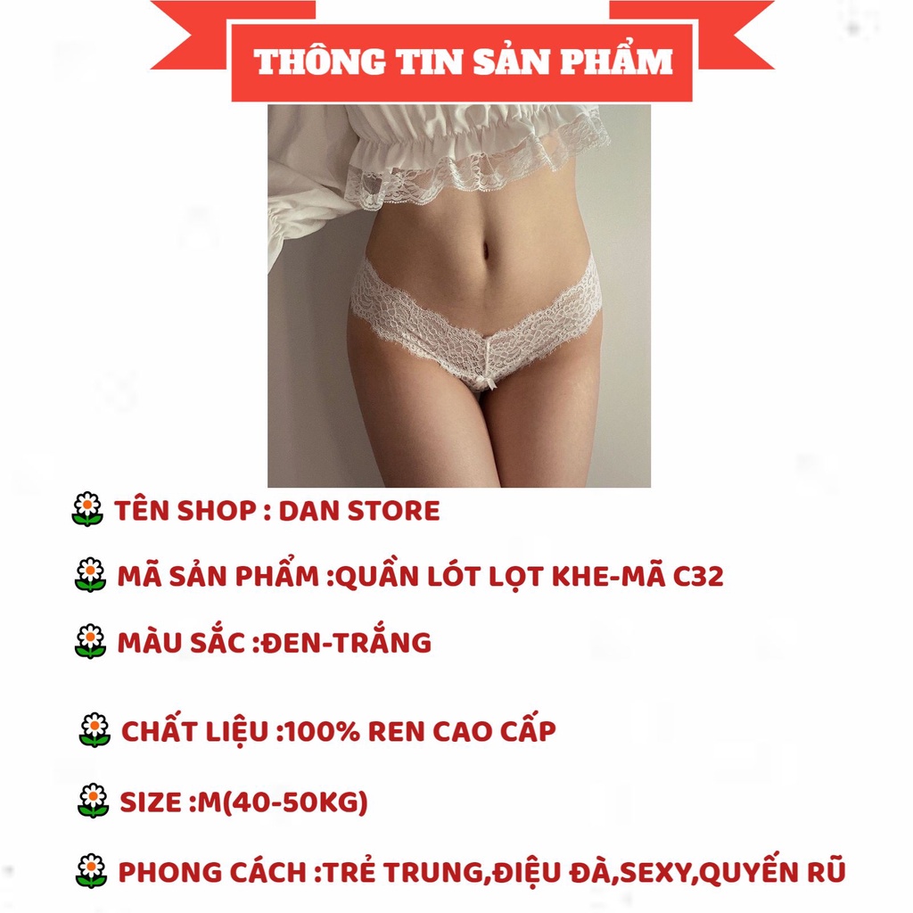 Quần Lót Nữ - Quần Lót Ren Lọt Khe cao cấp cạp chữ V sexy gợi cảm DAN STORE MÃ C32