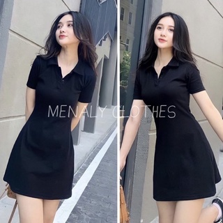 Váy polo phông suông nữ dáng dài VH038, mẫu váy thun dáng rộng kiểu dáng năng động trẻ trung bầu bí bon chen