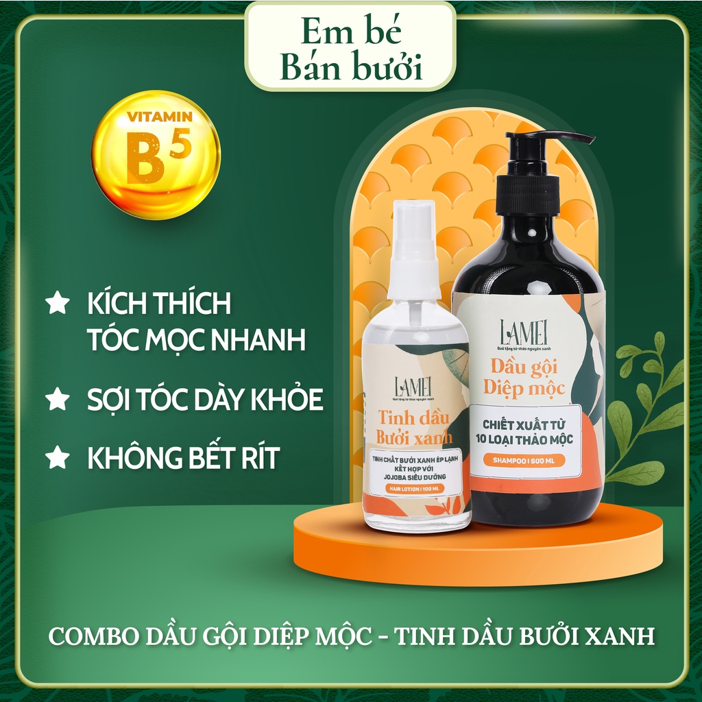 Combo Dầu Gội và Tinh Dầu Bưởi Xanh Lamei