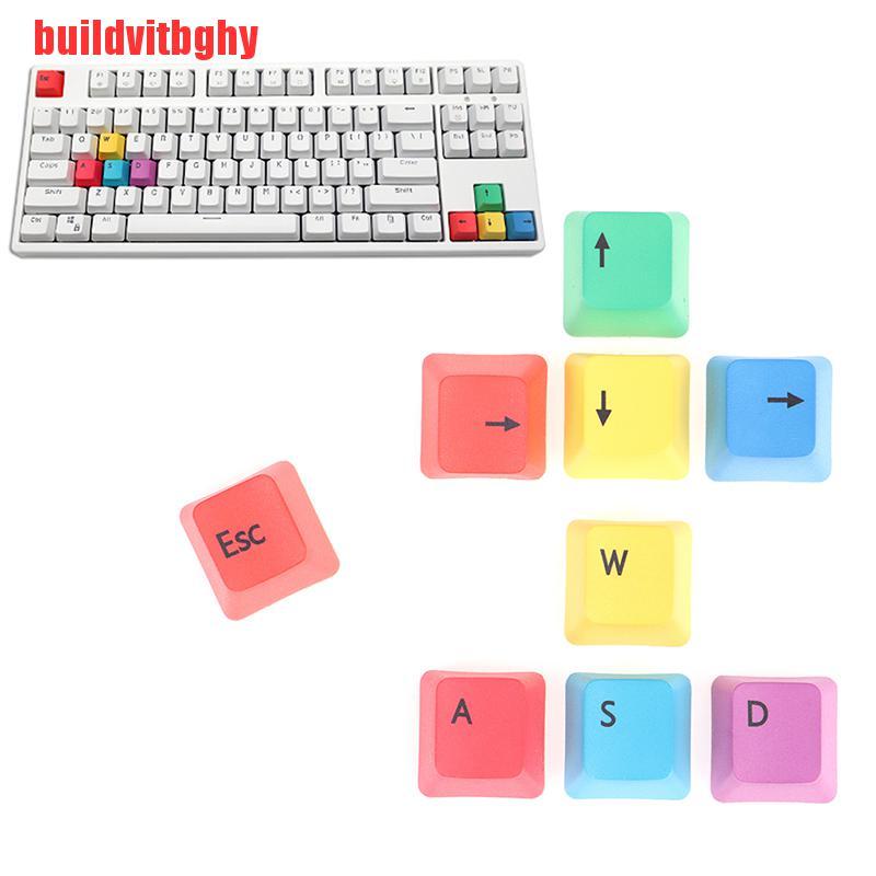 {buildvitbghy}9 Key Keycap WASD Mechanical Keyboard Keycaps OEM Profile PBT RGBY Modifiers IHL