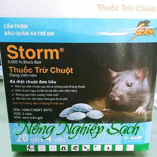 Hộp 20 gói 4 viên Thuốc diệt chuột Storm dạng viên nén [PBO]