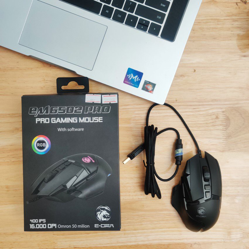 Chuột Gaming E-Dra EM6502 PRO - Chống nước - 50 triệu lượt click, 16000 DPI, LED RGB - Bảo hành 24 tháng
