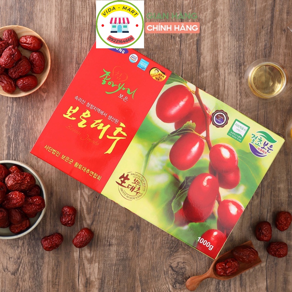 Táo Đỏ Hữu Cơ Hàn Quốc Sấy Khô Hộp 1kg Giàu Dinh Dưỡng, Giúp Bổ Sung Khí Huyết