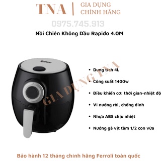 Nồi chiên không dầu rapido 4l 1400w bản cơ