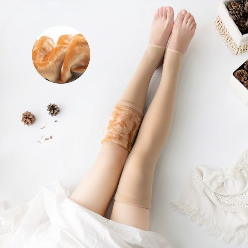 Đôi vớ dài qua gối bằng vải nhung dày không trượt thời trang thu đông phong cách Hàn Quốc cho nữ