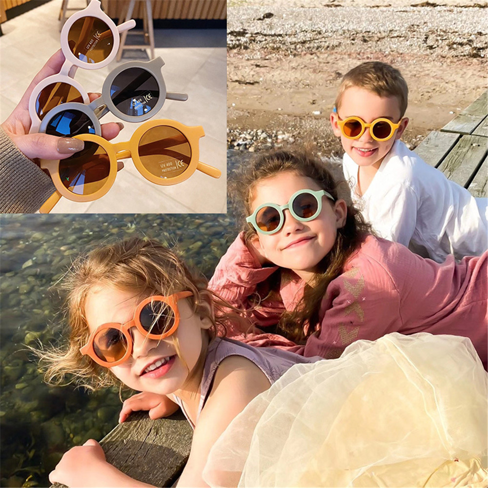 [sweet] children cartoon PC frame round sunglasses boy girls summer sunglasses