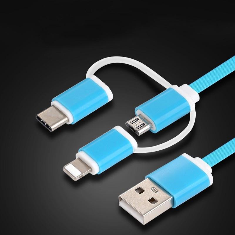 Dây cáp sạc 3 trong 1 đầu Micro USB / Type-C / Lightning cho IOS Android