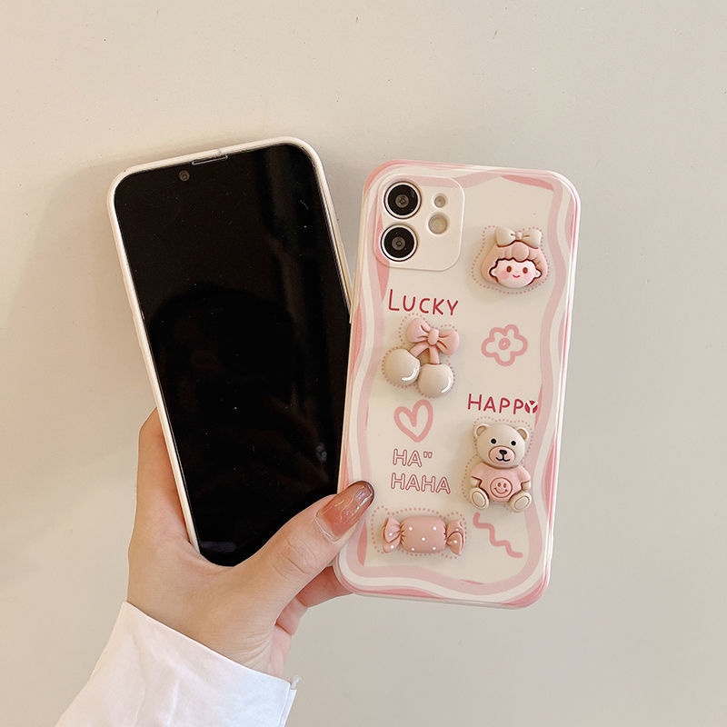 Ốp Điện Thoại Hình Gấu 3D Cho IPhone 12 13 11 Pro Max X Xs Max Xr 7 8 Plus Hgs4