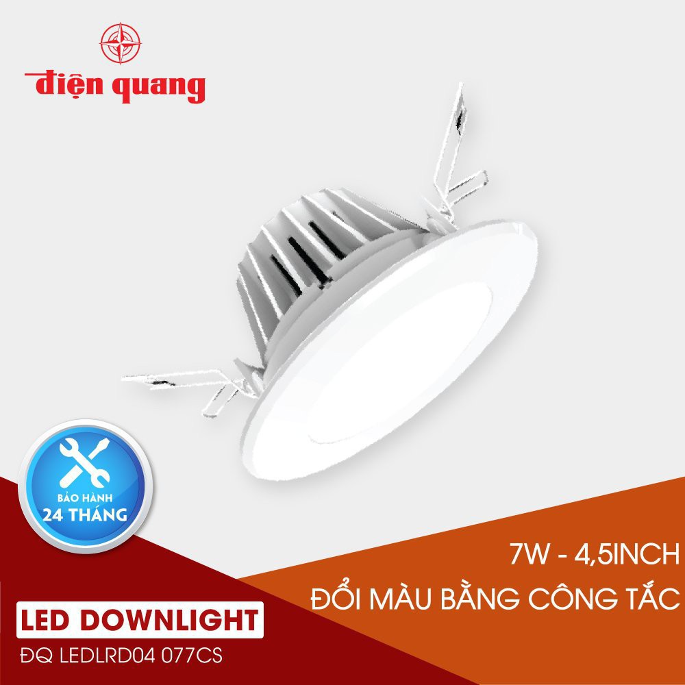 Bộ đèn LED Downlight Điện Quang ĐQ LRD04 077CS 115 ( 7W, 4.5 inch, đổi màu bằng công tắc )