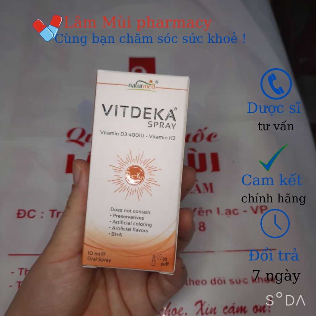Vitdeka Spray Dạng Xịt Bổ Sung Vitamin D3+K2, Tăng Cường Hấp Thu Canxi Cho Trẻ Hộp 10ml