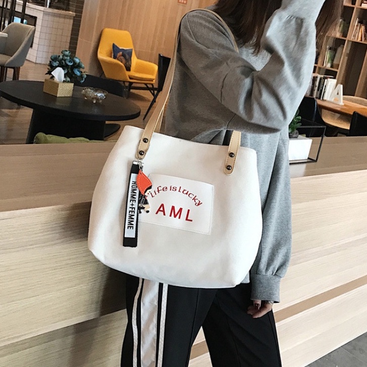 M97-Túi Xách Nữ Vải Canvas Cỡ Lớn Thời Trang Hàn Quốc Mới