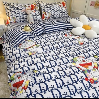 Bộ Drap & Chăn Phao Cotton Poly Doremon Dior