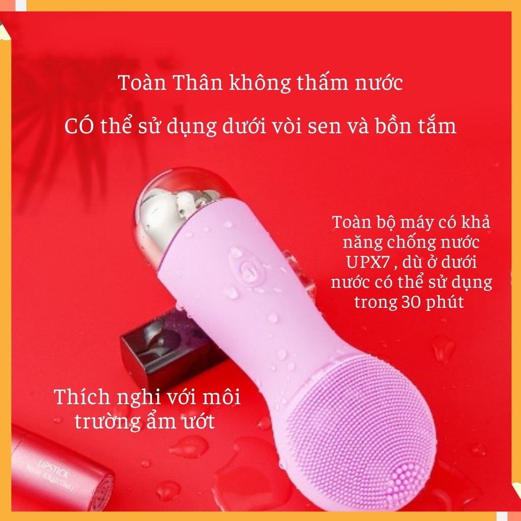 Máy Rửa Mặt Mini Máy Mát Xa Mặt Cầm Tay, Mát Xa Mắt, Đẩy Tinh Chất Nóng Lạnh Cao Cấp Sạc Điện L1919 Giúp Sạch Sâu Da