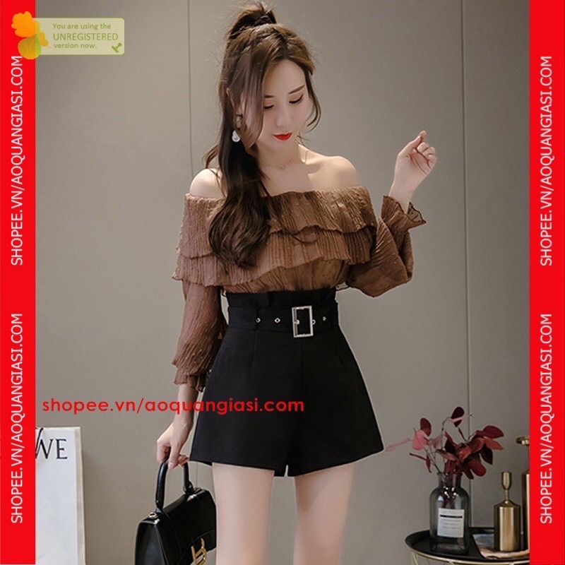 quần đùi nữ kaki khoen vuông mt976 màu đen, trắng size s,m,l