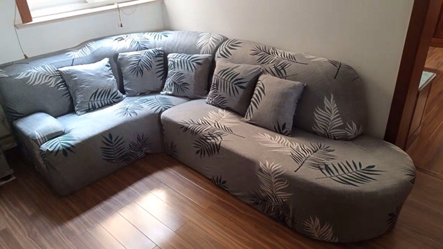 VẢI BỌC GHẾ SOFA hoạ tiết lá dừa trắng xanh cho sofa L sofa 1,2,3,4 chỗ