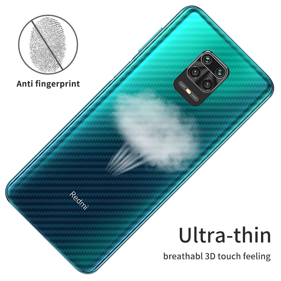 Carbon Fiber Back Screen Protector Film For Xiaomi Redmi Note 9 Pro Max 9S Global Sticker Durable 3D Anti-fingerprint (Not Tempered Glass)