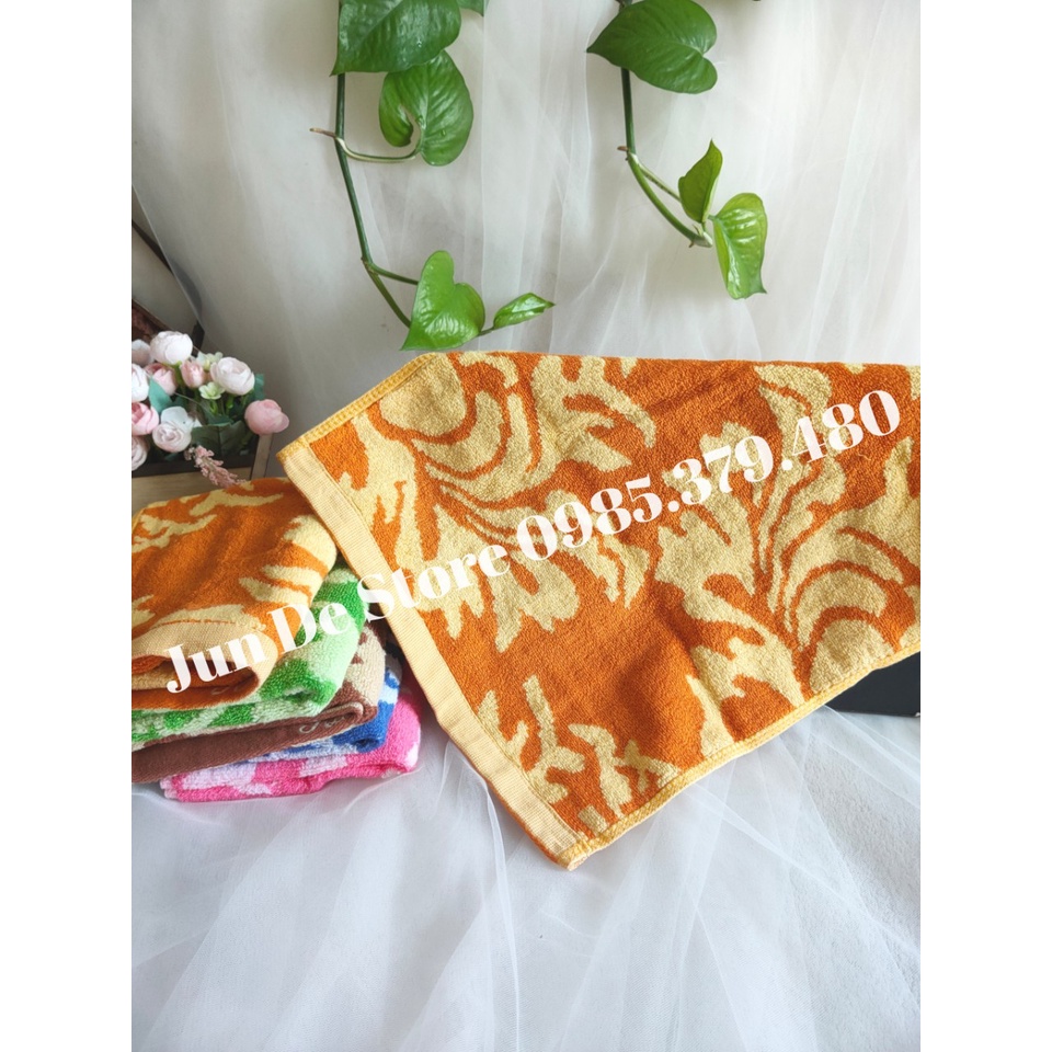 Khăn mặt cotton 30x50 Họa tiết hoa lá ♥️ DÀY DẶN ♥️ Thấm nước, màu xinh.