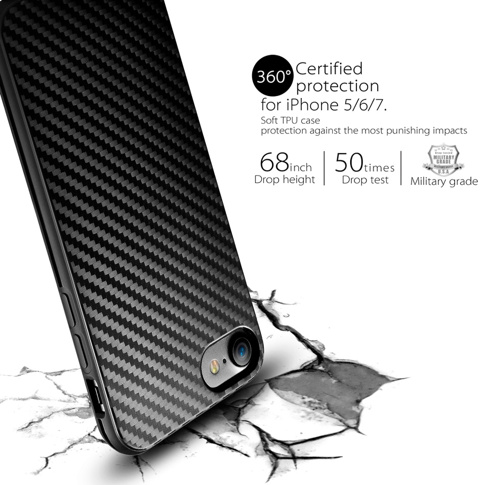 Ốp silicon sợi carbon mềm cho For iPhone 7/8 7Plus /8Plus / 5 5S 6 6S 5 SE 2020 iPhone XS Max X XR
