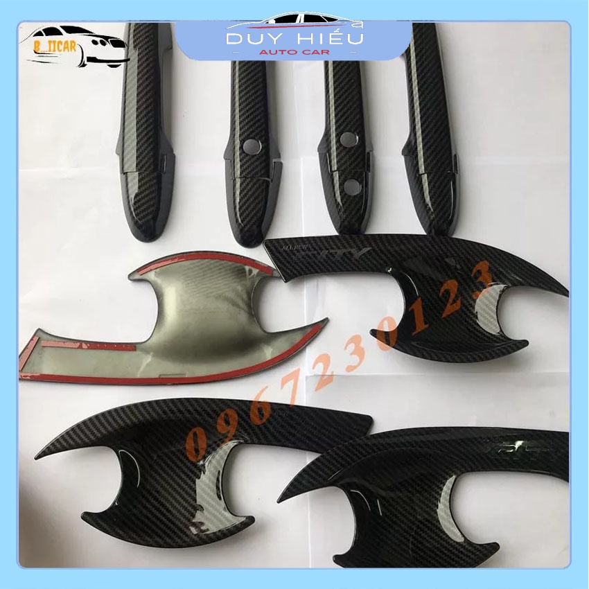Bộ ốp tay và hõm cửa Honda City 2021 vân cacbon chống xước siêu đẹp và bền bỉ với thời gian