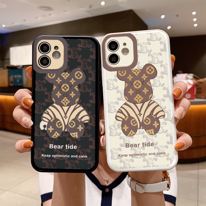 Ốp Lưng Iphone Cạnh Vuông, Bảo Vệ Camera In Hình Gấu Kaws ip 7Plus,8Plus,x,xs,xsmax,11,11promax,12,12promax,13,13promax