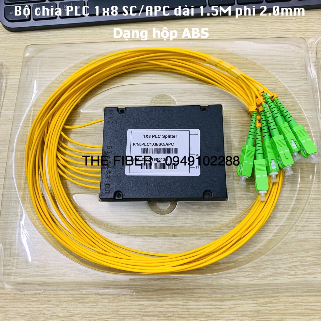 Bộ chia quang dạng hộp ABS PLC 1x8 SC/APC dài 1.5M phi 2.0mm