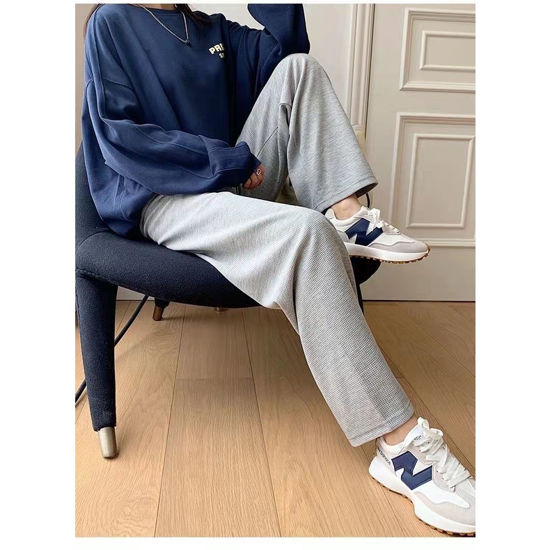 Quần Thể Thao Nữ Ống Rộng Lưng Cao Màu Xám Thời Trang