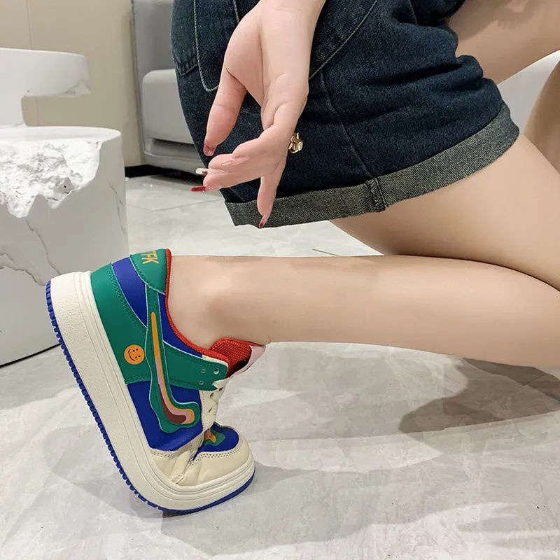 Giày sneaker nu Giày Thể Thao Da Phối Màu Cầu Vồng Thời Trang 2022 Cho Nữ